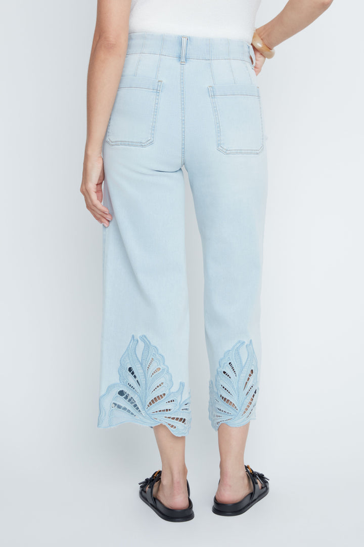 Azure Lace Whisper Cropped Denim