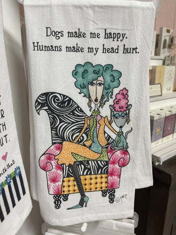 Dogs Make Me Happy Tea Towel