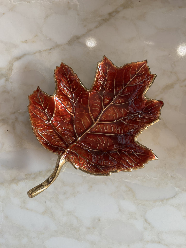 Enamel Leaf Trinket Dish