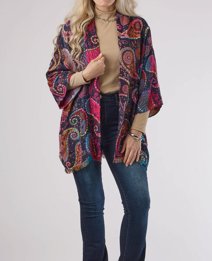 Boho Paisley Fringe Kimono