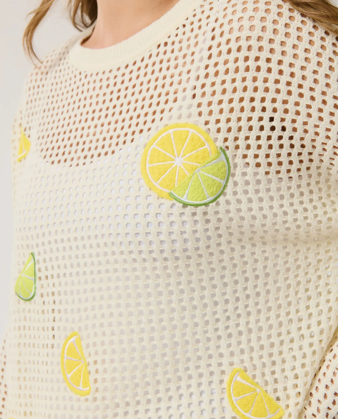 Citrus Splash Open Knit Sweater