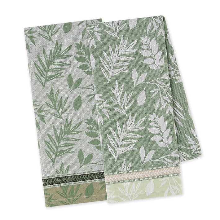 Garden Green Jacquard Dish Towels