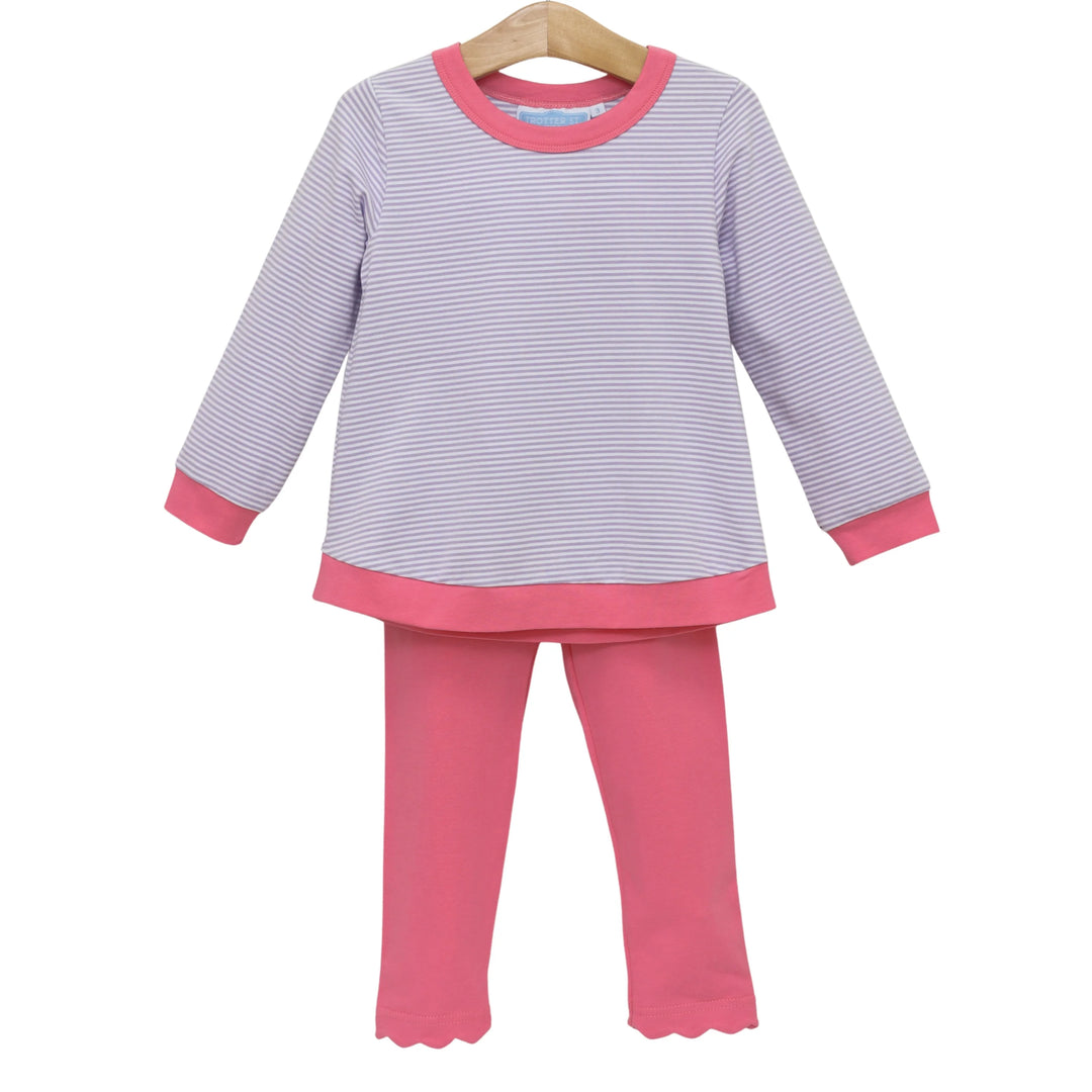 Berry Stripe Scallop Legging Set