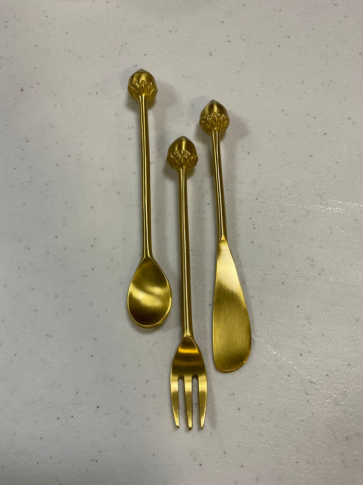 Golden Acorn Appetizer Utensil Set – Set of 3