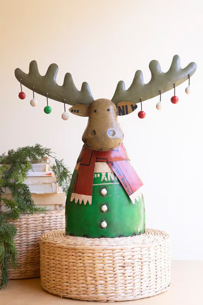 Merry Moose Christmas Figure