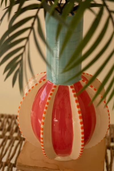 Striped Tropical Ceramic Vases