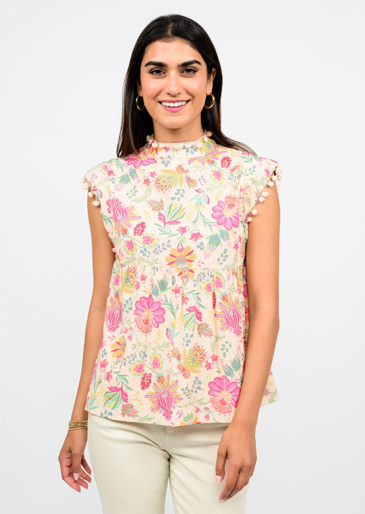 Poms and Blossoms Top