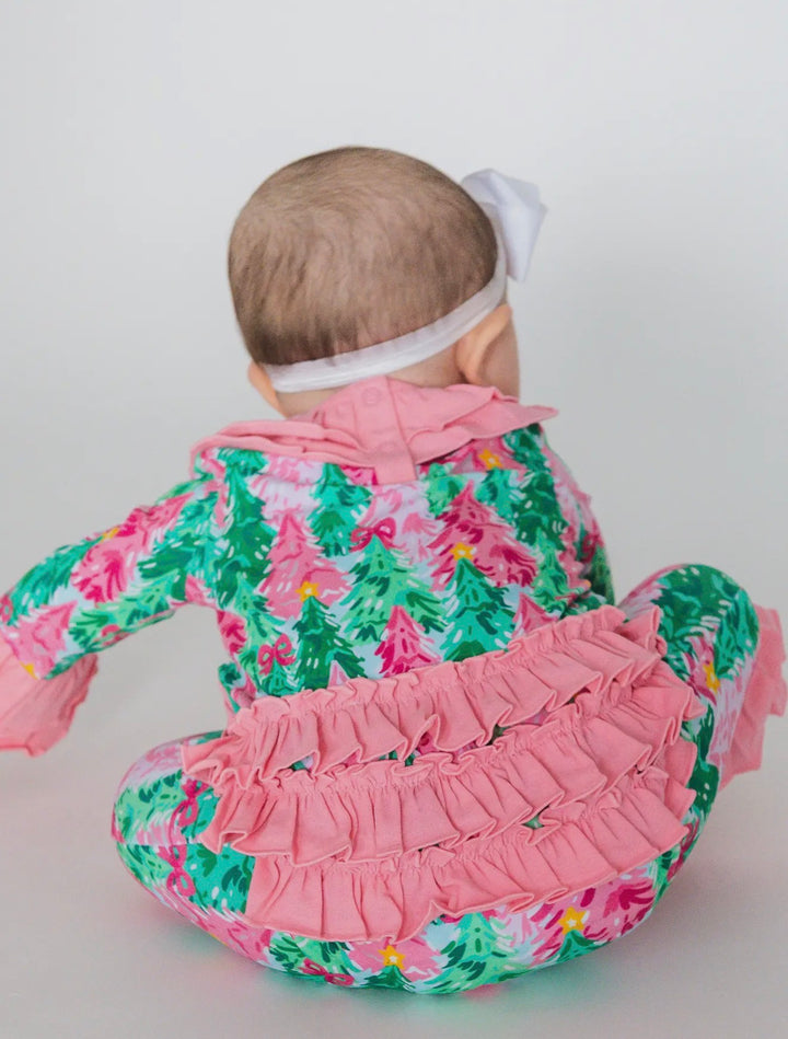 Candy Cane Forest Ruffle Romper