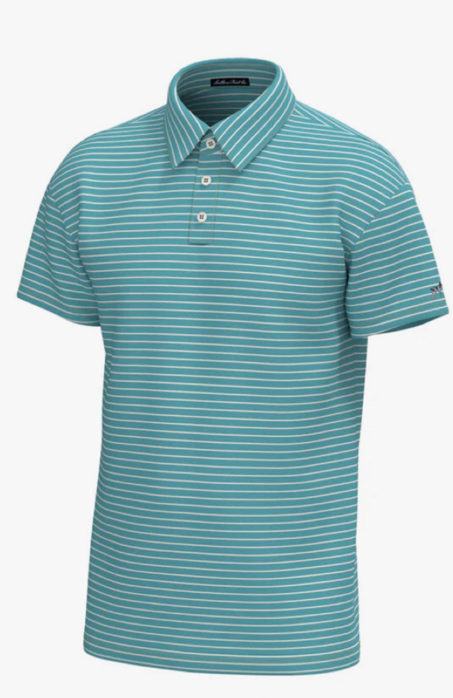 Horizon Stripe Performance Polo - Coastal Water