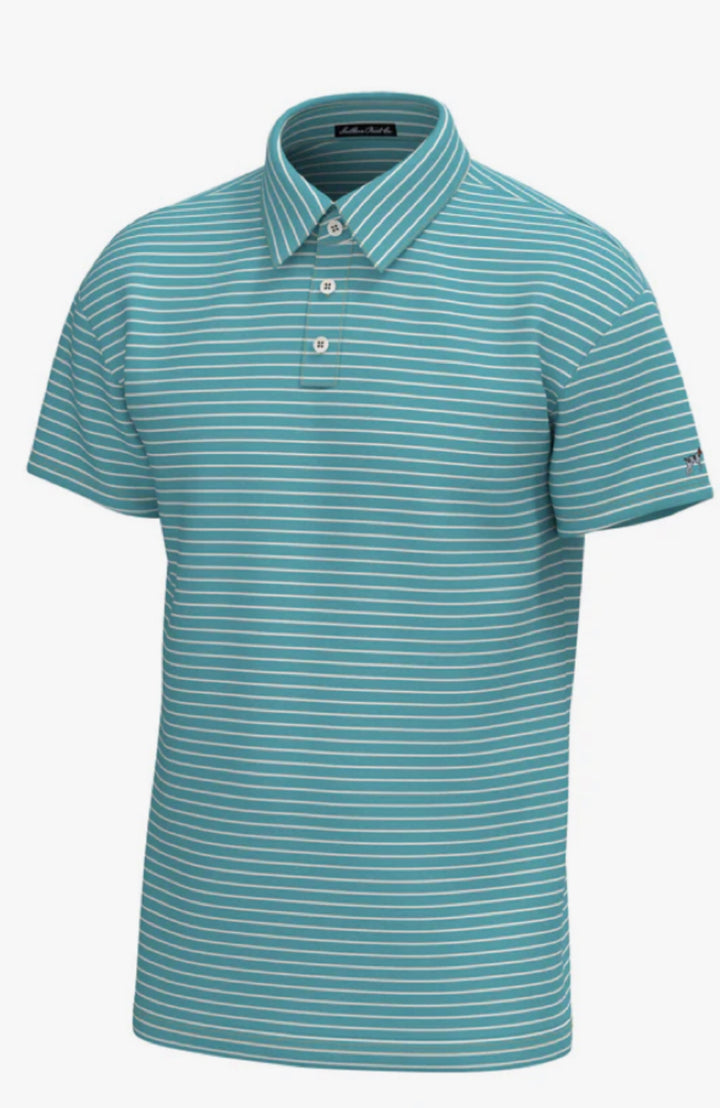 Horizon Stripe Performance Polo - Coastal Water