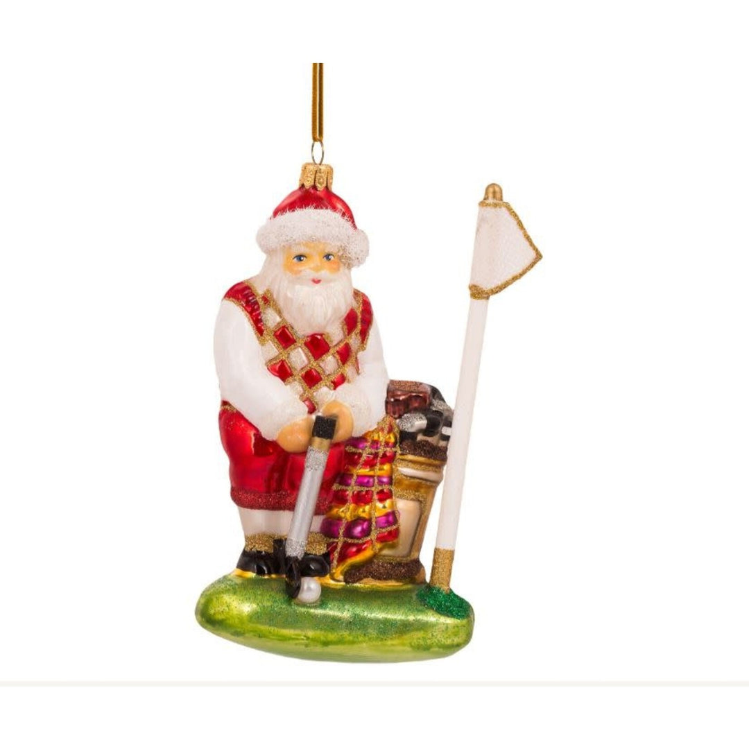 Huras Family: Santa Making the Putt Glass Ornament