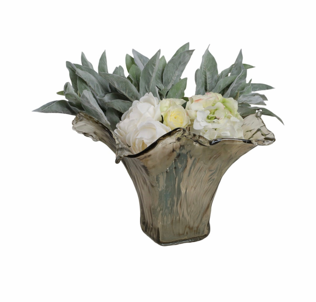 Bellaria Ruffled Italian Glass Vase