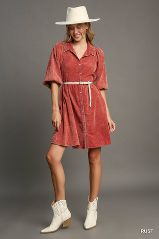 Rust Corduroy Dress