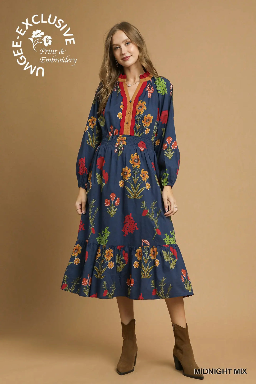 Night Garden Artisan Midi Dress