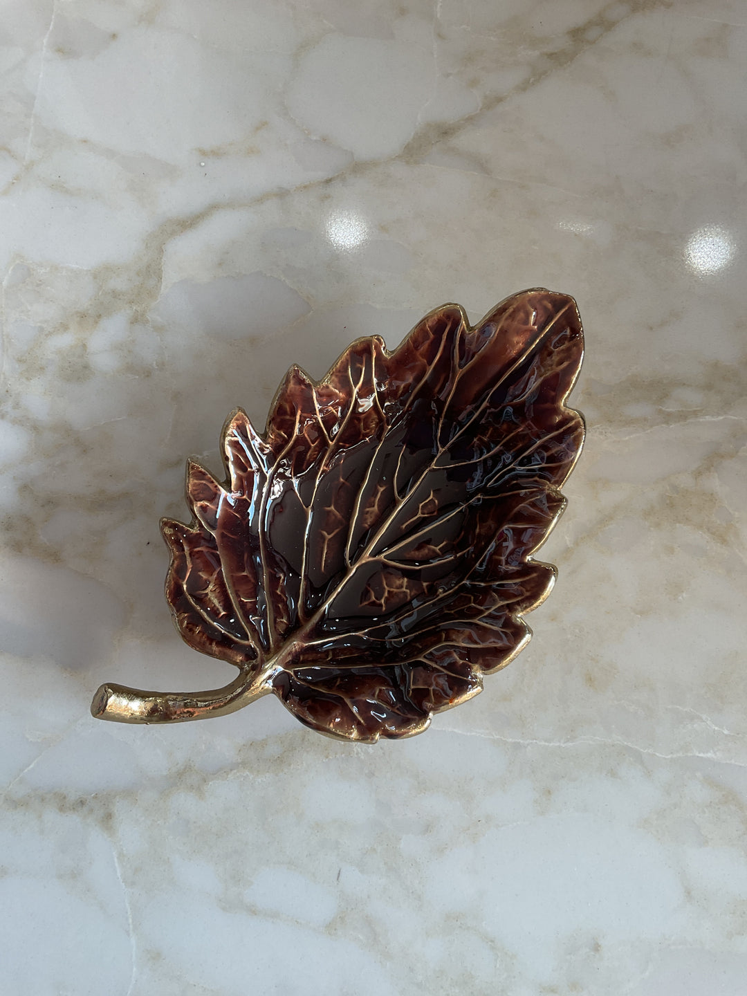 Enamel Leaf Trinket Dish