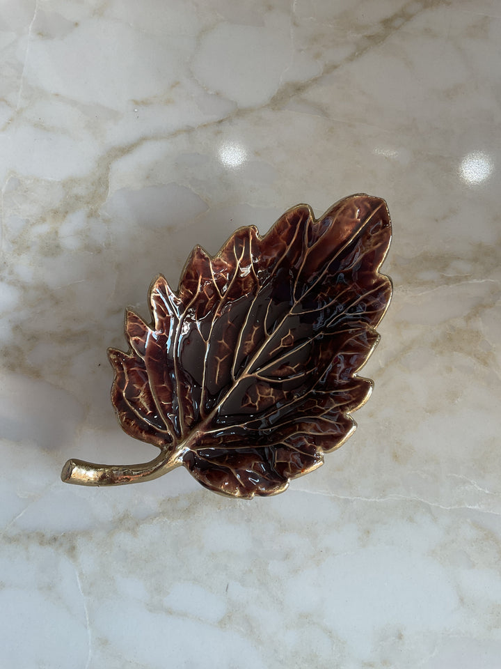 Enamel Leaf Trinket Dish