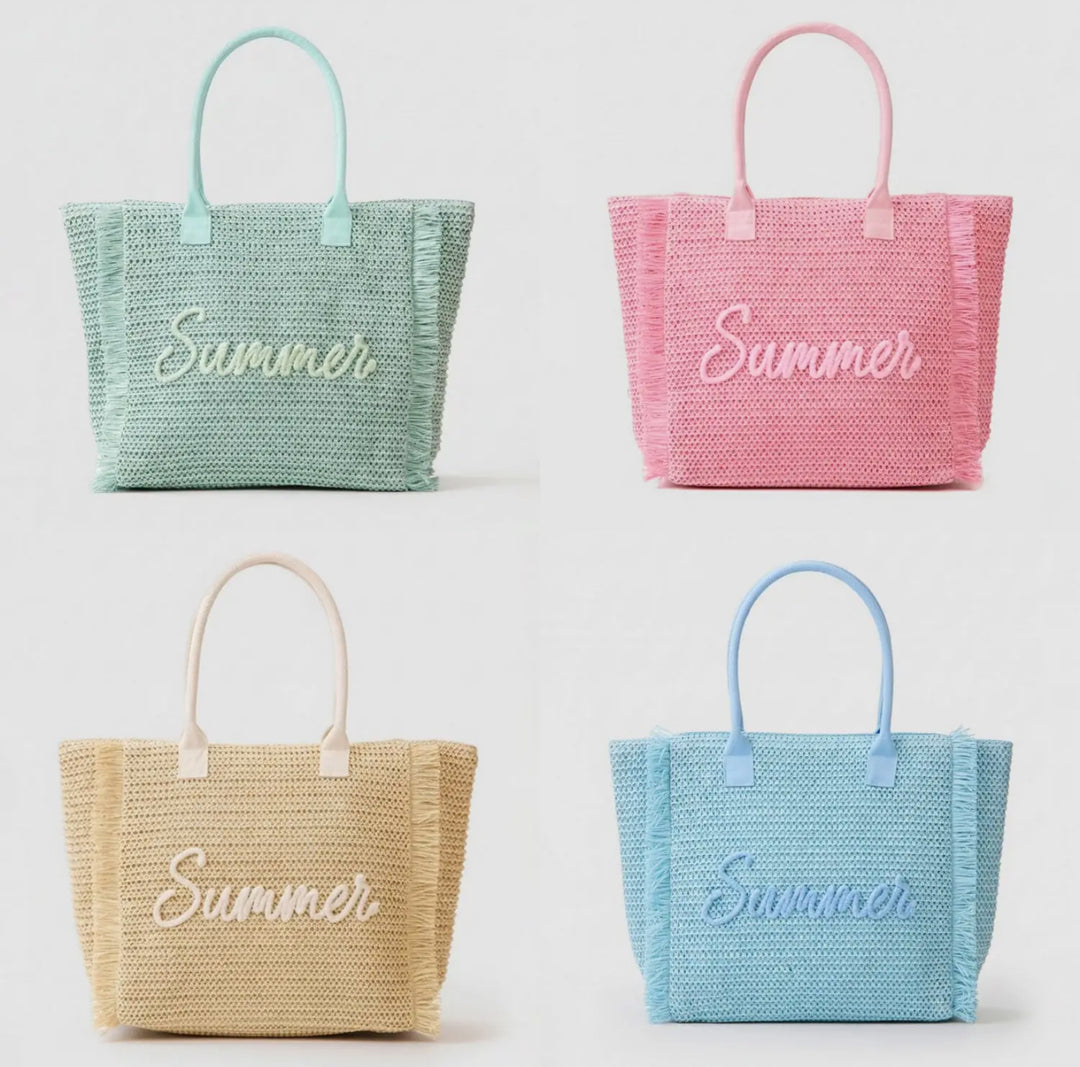 Summer Script Woven Tote