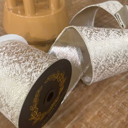 John Mark Enterprises: Ivory & Silver Metallic Ribbon