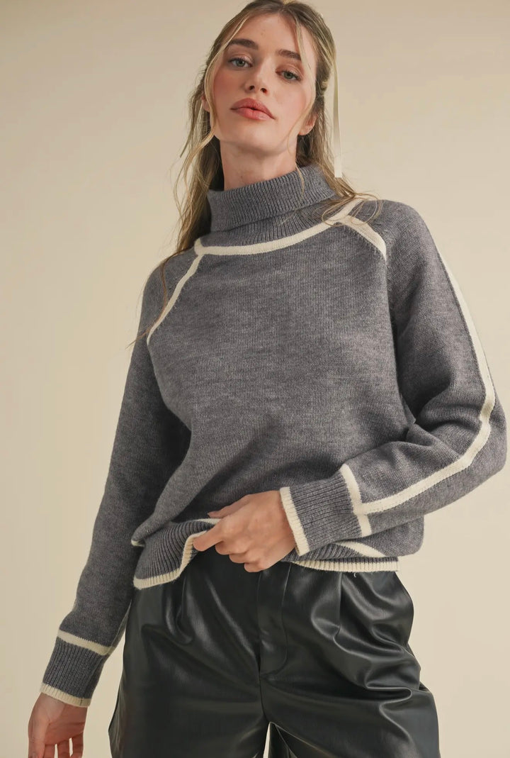 Harbor Line Mock Neck Sweater