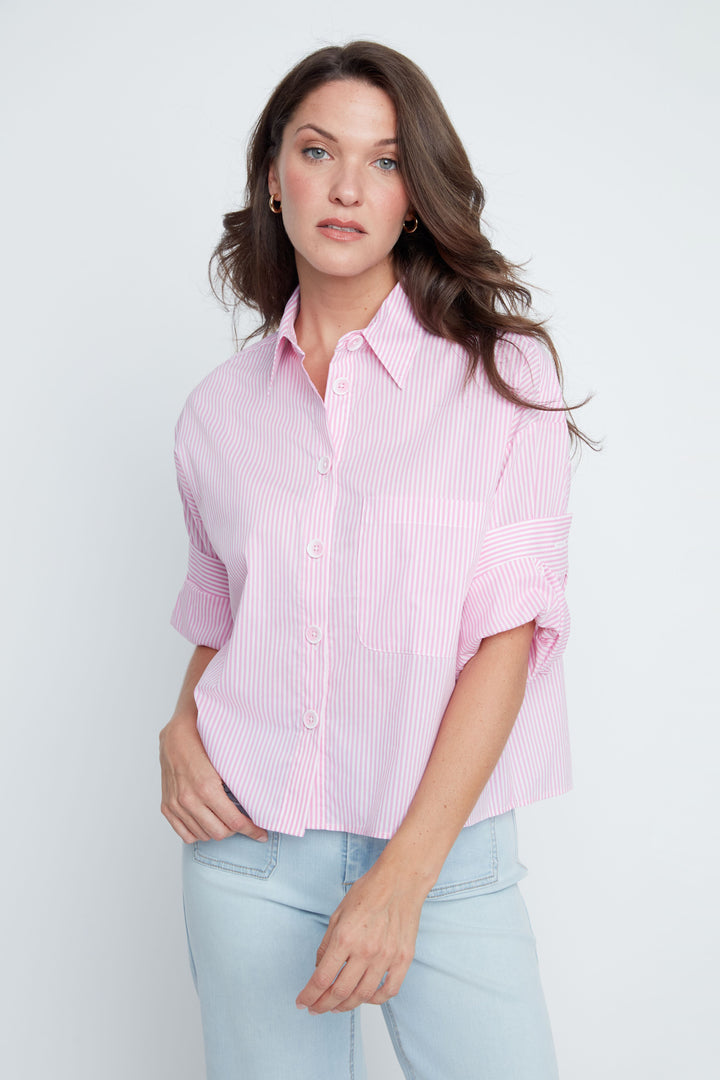 Sweet Stripe Button-Up Top