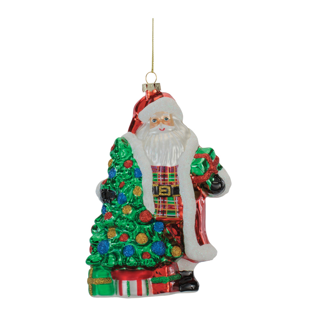 Santa's Christmas Traditions Glass Ornament