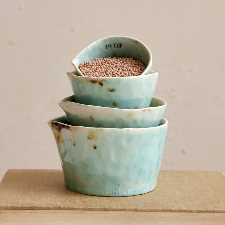 Aqua Stoneware Measuring Cups Set of 4