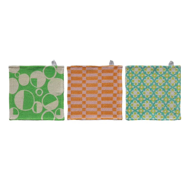 Patterned Waffle Weave Dish Cloth