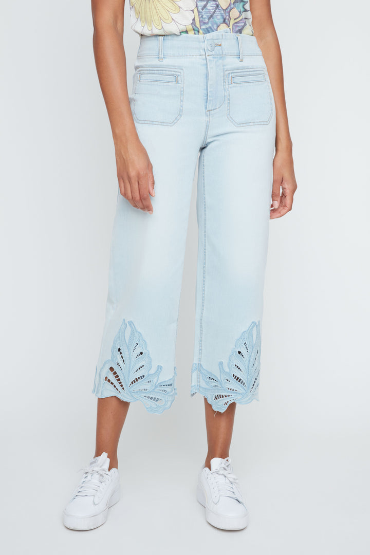 Azure Lace Whisper Cropped Denim
