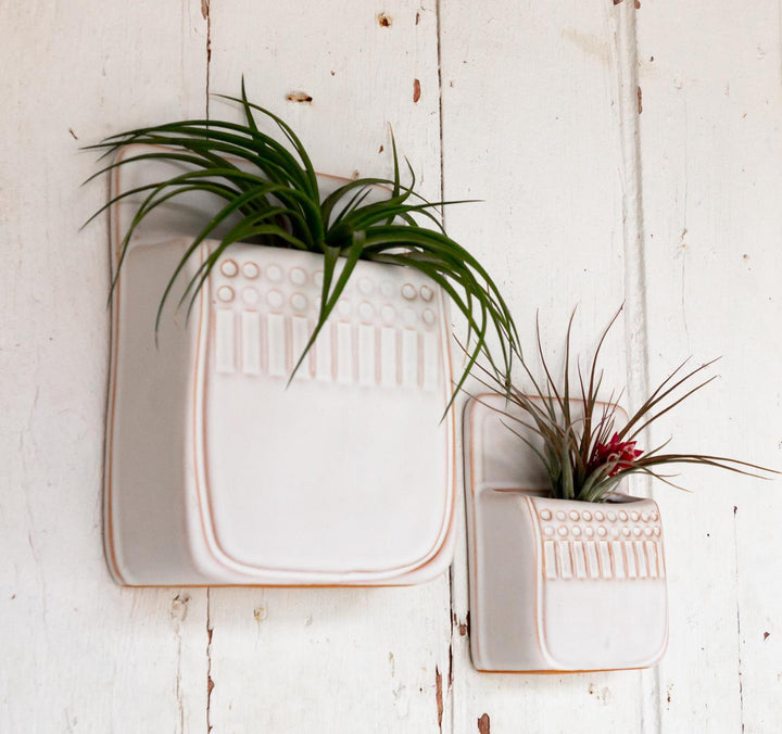Vintage Relief Stoneware Wall Pocket