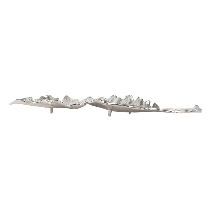 Silver Feather Luxe Tray – 34” Long