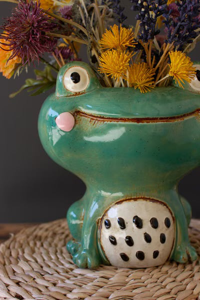 Smiley Frog Ceramic Planter