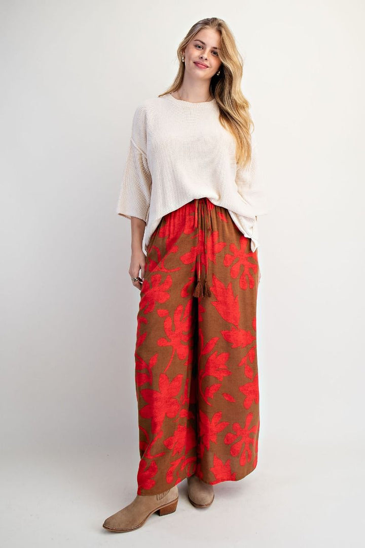 Autumn Petals Wide-Leg Pants