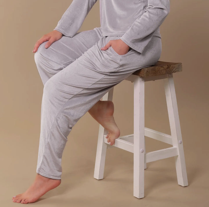 Soft Rib Lounge Pants – Dove Gray
