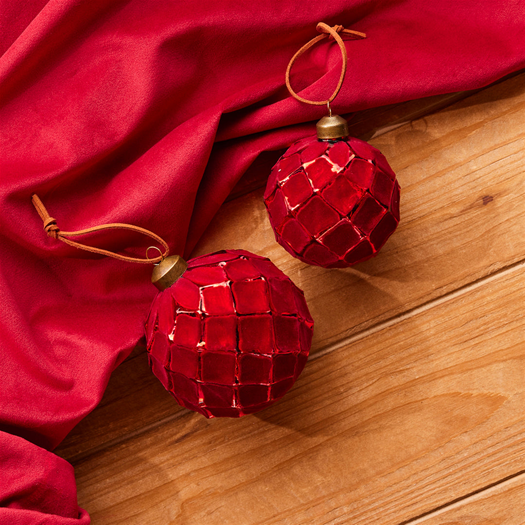 Cranberry Textured Glass Ornament