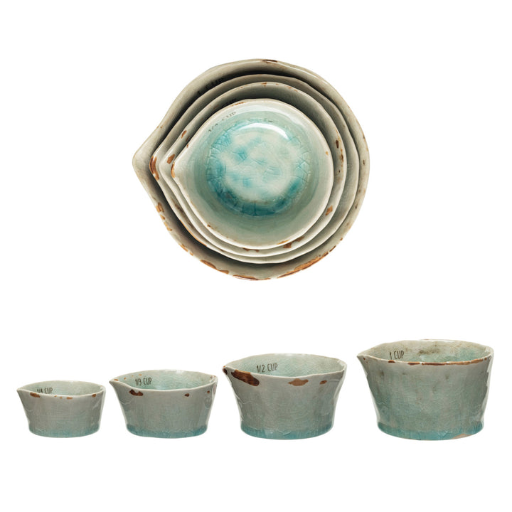 Aqua Stoneware Measuring Cups Set of 4