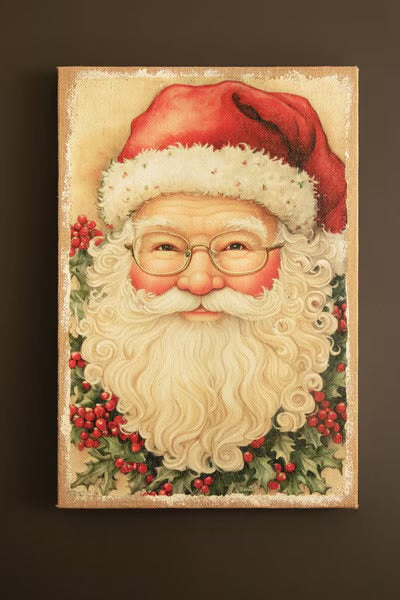 Old Saint Nick Burlap Wall Art