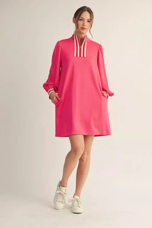 Pink Varsity Popover Shift Dress