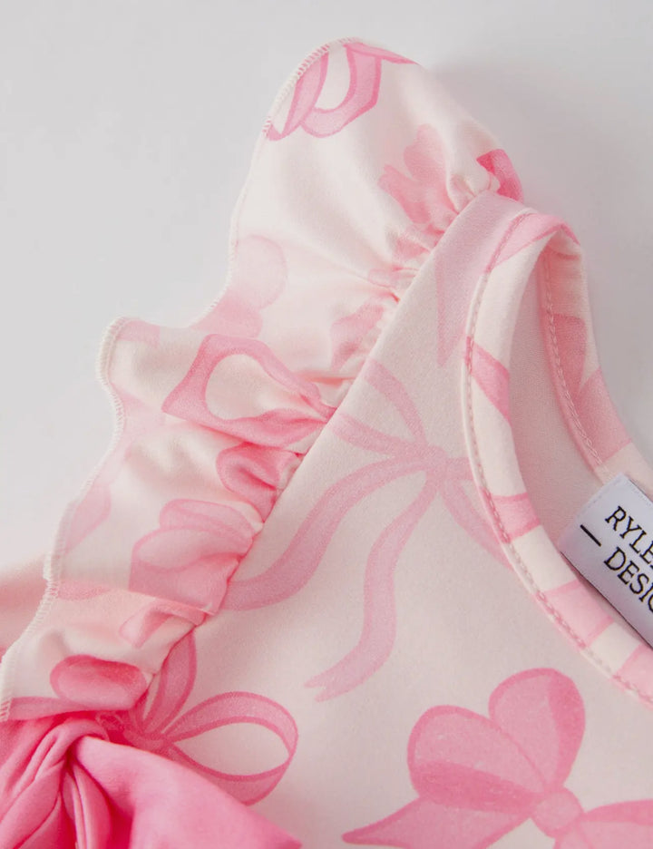 Pink Bow Ruffle Butt Romper