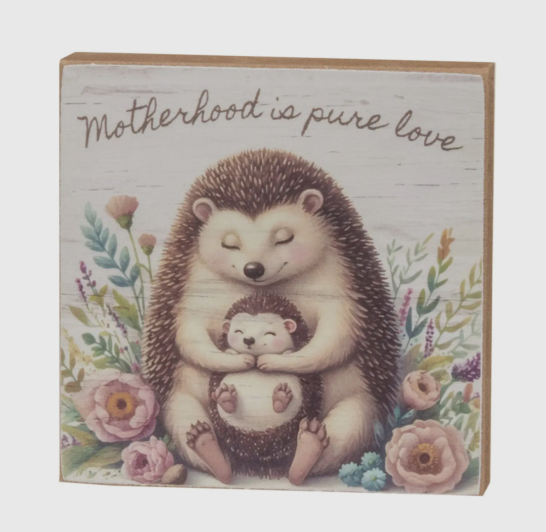 Hedgehog Motherhood Sentiment Block