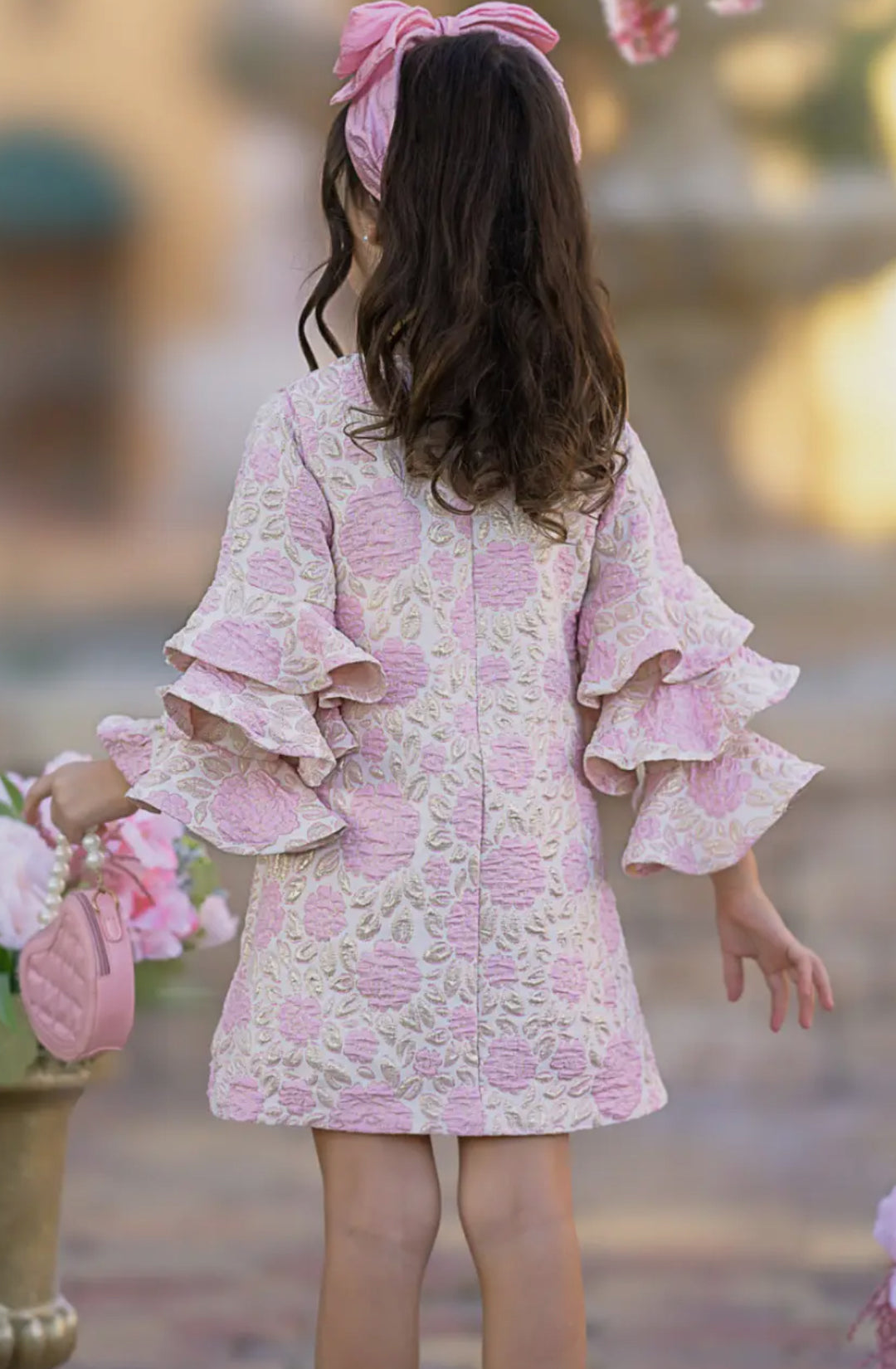 Blossoming Pink Ruffle Sleeve Dress