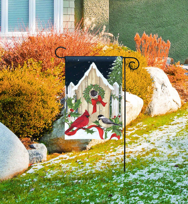Winter Welcome Birdhouse Garden Flag