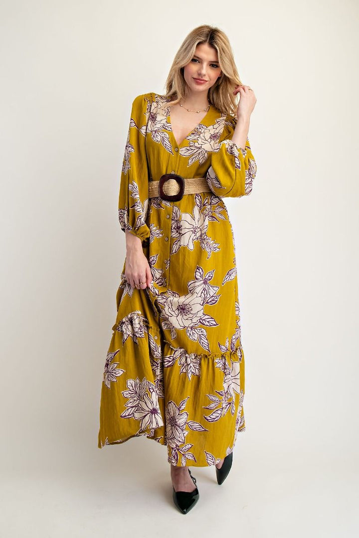 The Golden Bloom Maxi Dress - Plus