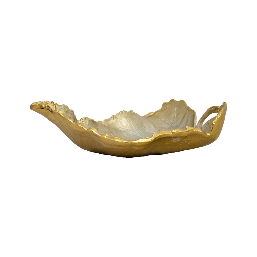 Gilded Leaf Bowl – 24” Statement Piece