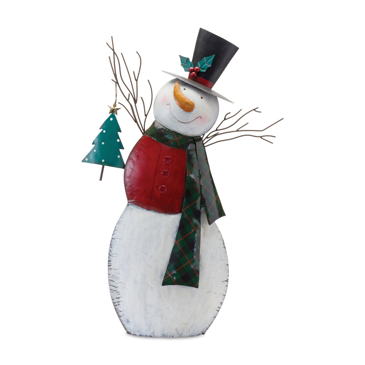 Snowman & Christmas Tree Accent – 33.5″
