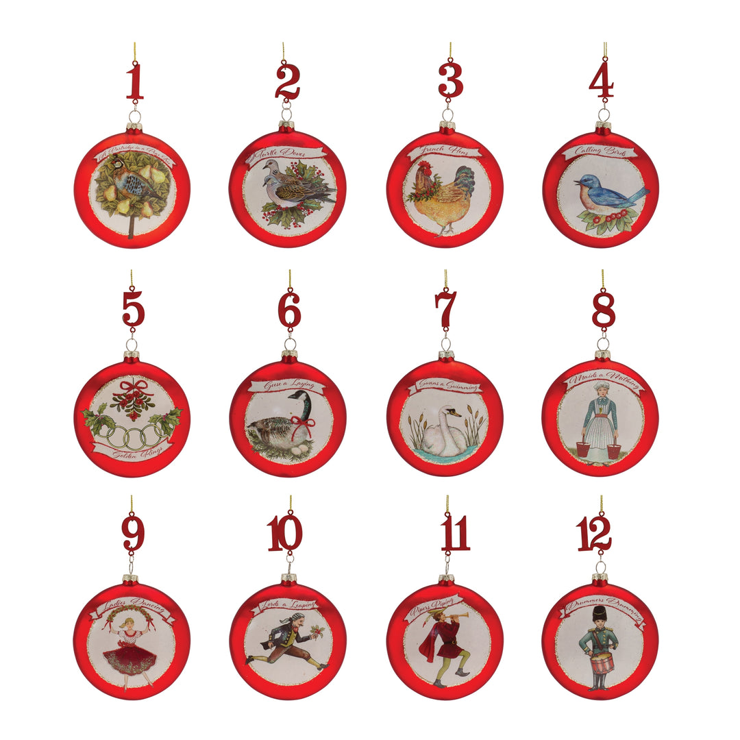 Twelve Days of Christmas Glass Ornaments – Boxed Set