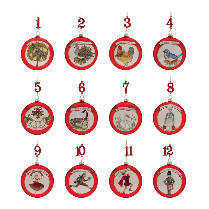 Twelve Days of Christmas Glass Ornaments – Boxed Set
