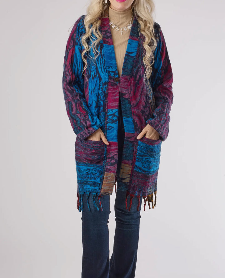 Mosaic Fringe Cardigan