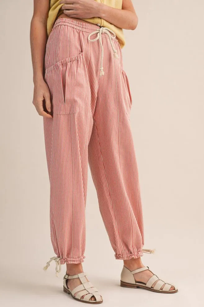 Sunset Stripe Tie-Hem Pants