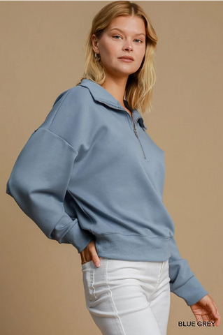 Blue Quarter Zip Top