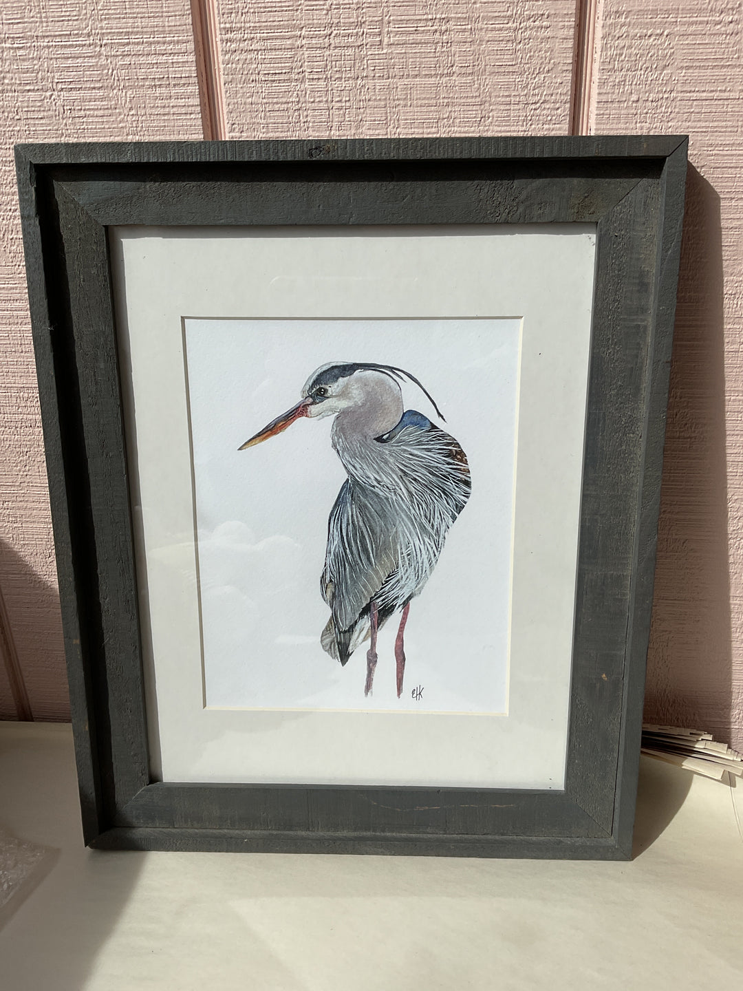 Local Artist Blue Heron Framed Print